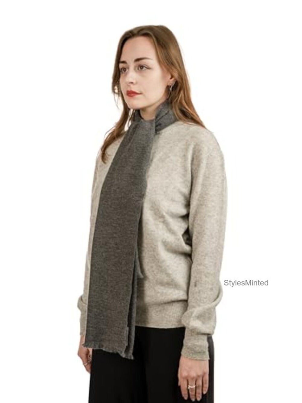 Cashmere Wool Cold Weather Scarf Unisex Reversible Thermal Muffler